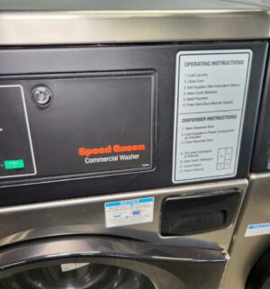 j77- Speed Queen Commercial Front Load Washer. No Panel or Coin Slot Keys. Out of Order Sign - Image 3