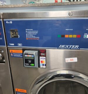 j83- Dexter Commercial Washer. T-600. 4 Load. No Panel or Coin Slot Keys. Out of Order Sign - Image 2