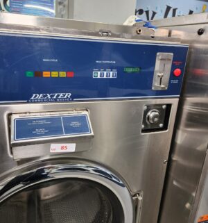 j85- Dexter Commercial Washer. T-900. 6 Load. No Panel or Coin Slot Keys. Top Panel Open Out of Order Sign - Image 3