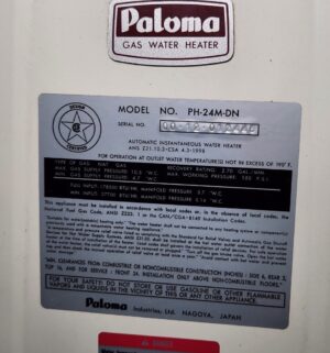 j98- Paloma Gas Water Heater Model PH-24AM-DN. Buyer to Carefully Remove & Disconnect. - Image 2