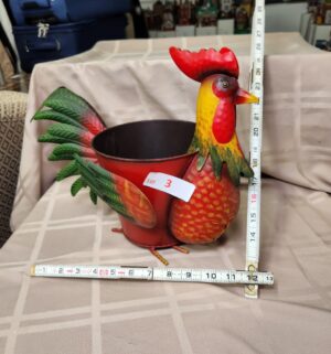L3- Rooster Tin Planter Pot