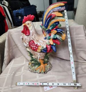 L16- Large Ceramic Rooster Figurine. No Damage Seen