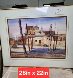 L18- Pueblo Watercolor Original. Signed. 1995