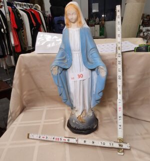L30- Colorized Virgin Mary Statue. Vintage Solid Cement. Great Shape
