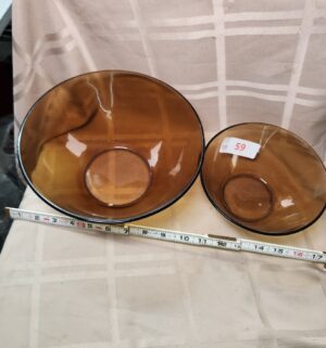 L59- Vintage Amber Glass Bowls - Image 2