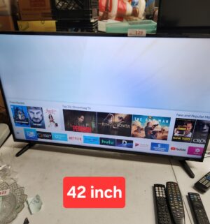 L129- Samsung 42 inch Smart TV w/ remote. Scene issue at bottom - Image 1