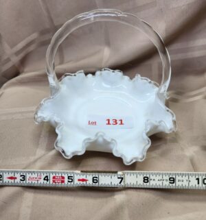 L131- Fenton Silver Crest Milk Glass Basket - Image 1