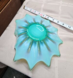 L134- Fostoria Heirloom Candle Holder Opalescent Green - Image 2