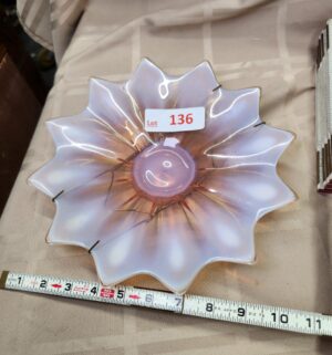 L136- Fostoria Pink Opalescent Flora Candle Holder in the "Heirloom" pattern - Image 1