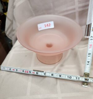 L142- Tiffin Glass Satin & Frosted Pedestal Vase - Image 1