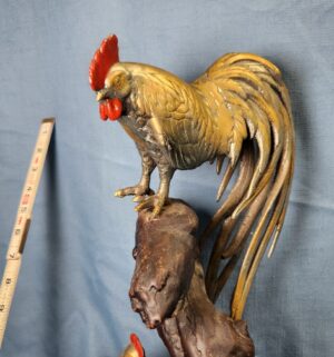 L156- Very Rare Bronze Rooster & Hen Set. - Image 4