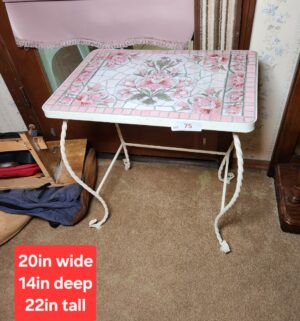 n75- Tile Top Wrough Iron Leg Table. Great Shape