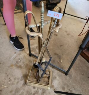 n171- vintage brass fireplace tools