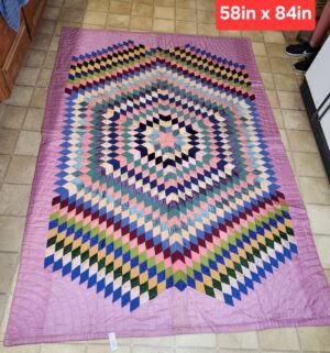 n197- Vintage Lone Star Style Homemade Quilt