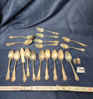 n308- Sterling Silver Spoons & Thimbles