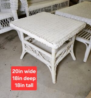 m44- Wicker Patio Set. Bench, 2 Chairs, 2 Tables. Great Shape - Image 6