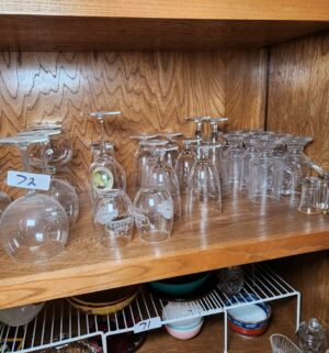m72- shelf of crystal, glass dishes - Image 2