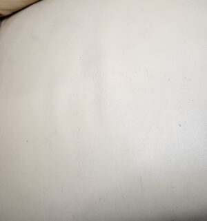 m96- Meadowridge Leather Loveseat. Lemon Color. Very faint signs of wear seen - Image 4