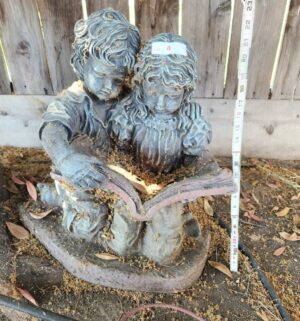 o4- Cement Boy & Girl Yard Statue