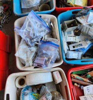 o66- sm totes of electrical, hardware, misc items - Image 3