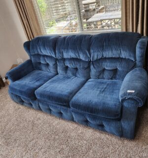 o133- Long Sofa Bed. Very Clean. Side needs to be re-attached.