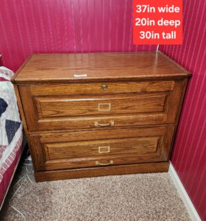 o166- Oak Lateral File Cabinet no key