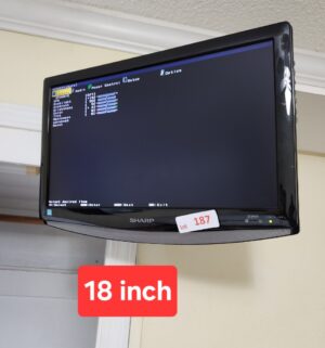 o187- Sharp TV w/ remote, wall mount