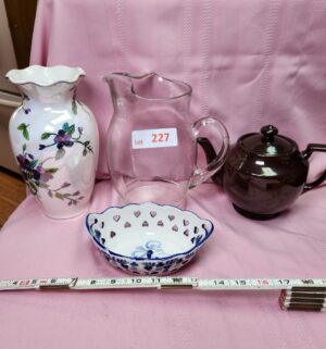 o227- vase, bowl, pitcher, teapot