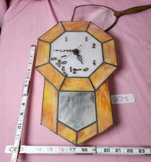 o275- stained glass clock, numbers are loose