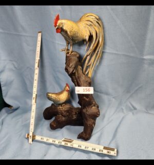 L156- Very Rare Bronze Rooster & Hen Set. - Image 1