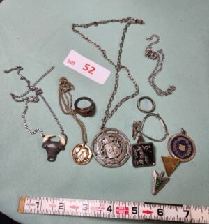 v52- Vintage jewelry, rings, necklaces, pendants