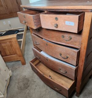 w4- Antique Tiger Oak Highboy Dresser. Original Antique - Image 4