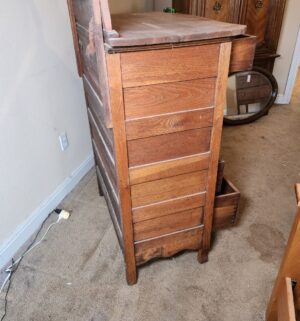 w4- Antique Tiger Oak Highboy Dresser. Original Antique - Image 5
