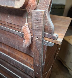 w4- Antique Tiger Oak Highboy Dresser. Original Antique - Image 7