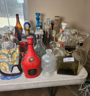 w13- vintage decanter collection. Empty bottles