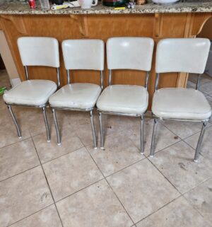 w30- Original Chrome Leg Set of Dining Chairs. Mid Century. Great Shape