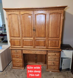 w52- Very Large 2 Piece Computer Armoire. Very Large. Must Take apart to move, bring tools