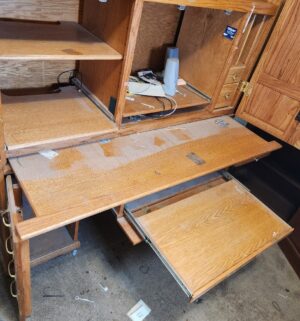 w52- Very Large 2 Piece Computer Armoire. Very Large. Must Take apart to move, bring tools - Image 3