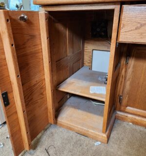w52- Very Large 2 Piece Computer Armoire. Very Large. Must Take apart to move, bring tools - Image 4