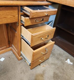 w52- Very Large 2 Piece Computer Armoire. Very Large. Must Take apart to move, bring tools - Image 5