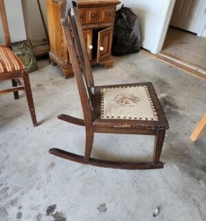 w71- Antique Needlepoint rocker - Image 3