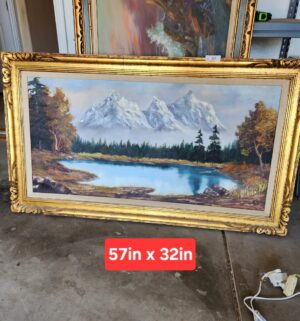 w87- Lake w/ Mountains. Nana Lancaster Original Oil
