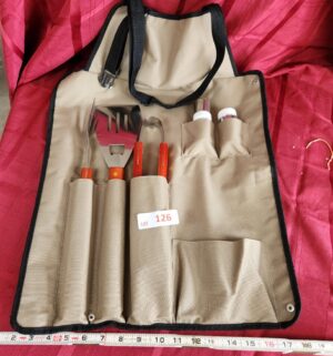 w126- bbq apron & utensils
