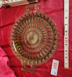 w155- Jeannette Glass Windsor handled cake plate