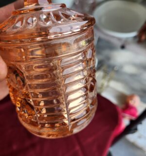 w164- Depression Glass Covered Dish