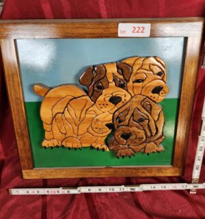 w222- Shar-Pei dogs Intarsia Art