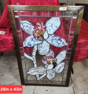w235- Stunning Orchid Stained Glass Dual Sided Panel. No Cracks or damage.