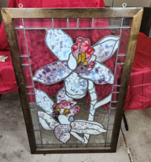 w235- Stunning Orchid Stained Glass Dual Sided Panel. No Cracks or damage. - Image 5