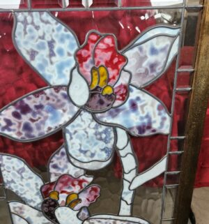 w235- Stunning Orchid Stained Glass Dual Sided Panel. No Cracks or damage. - Image 7