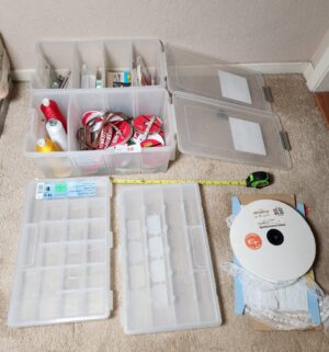 x38- organizers w/ ribbon, thread, sewing supplies
